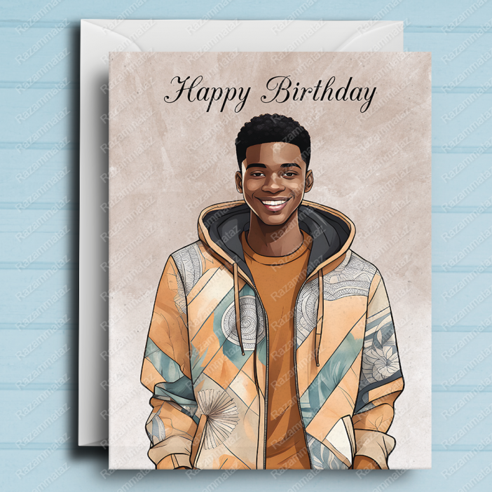 Black Boy Birthday Card Y
